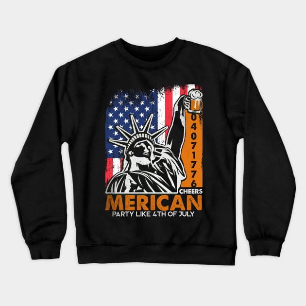 Cheers Merican | 4th Of July-Patriotic Crewneck Sweatshirt by POD Anytime